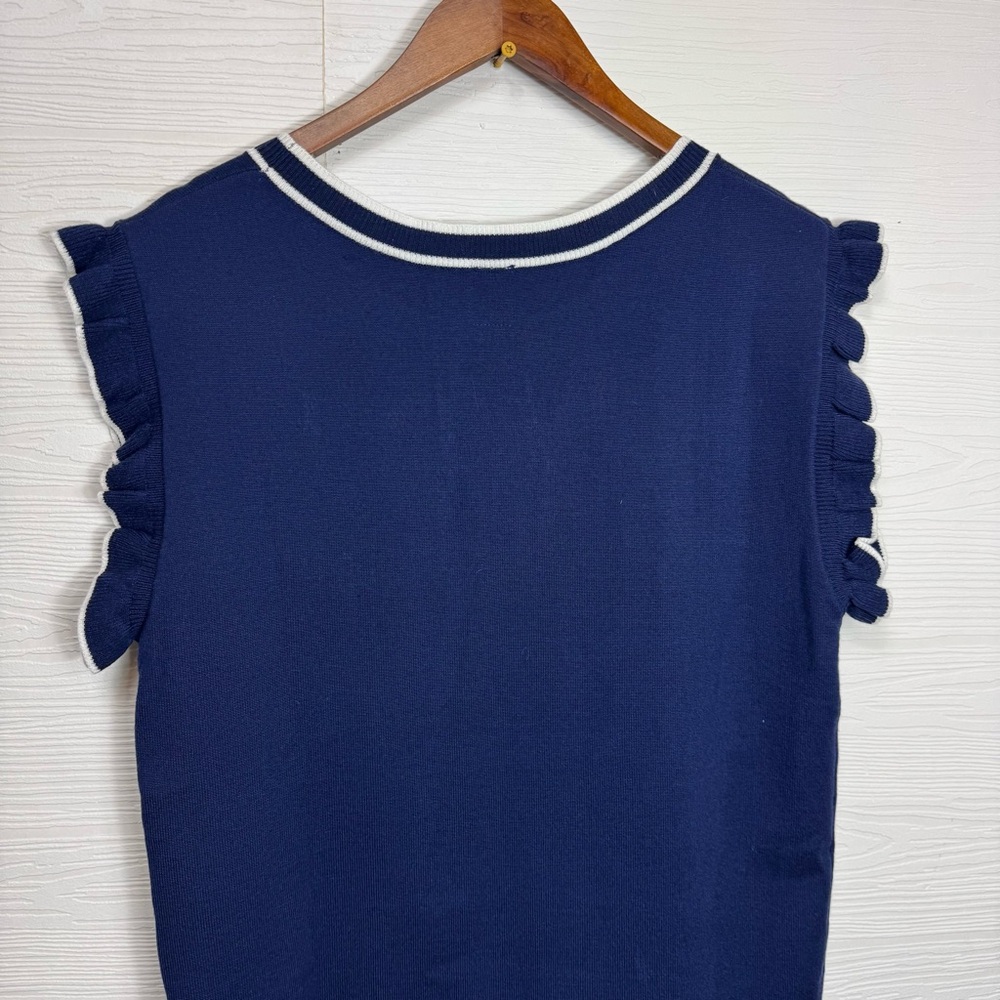 Auburn Navy Sleeveless Ruffle Bring The Drama Top - Picture 9 of 9